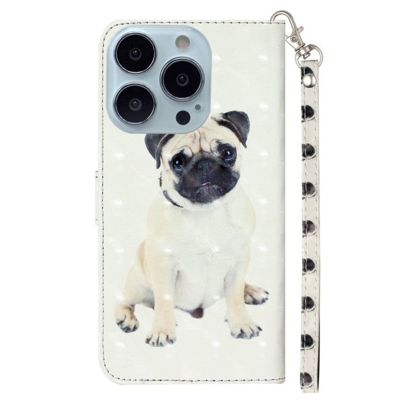 Κάλυμμα iPhone 15 Pro Max με κορδονι 3d Pug Με Λουράκι